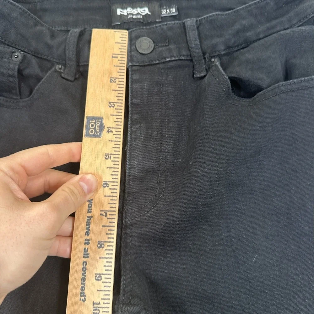 RSQ Jeans Mens 32x30‎ Black Denim Stretch Low Rise 5-Pockets Slim Straight Leg